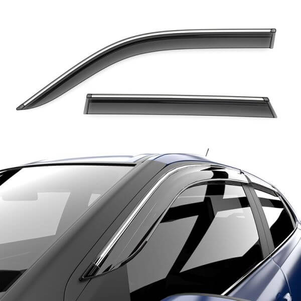 Galio Car Door Wind Visor with Silver Line For Toyota Glanza (2019 onwards)(Set of 4 pcs)
