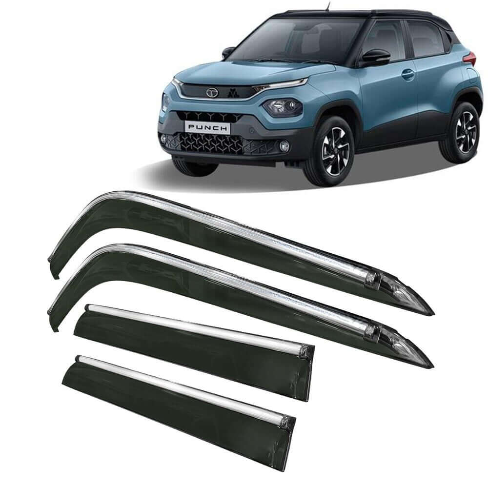 Galio Car Door Wind Visor with Silver Line For Tata Punch 2021 Onwards