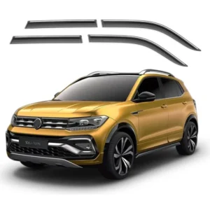 Galio Car Door Wind Visor with Silver Line For Volkswagen Taigun (Set of 4 Pcs.)