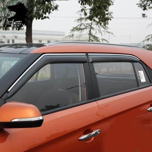 Galio Car Door Wind Visor with Silver Line For Volkswagen Taigun (Set of 4 Pcs.)