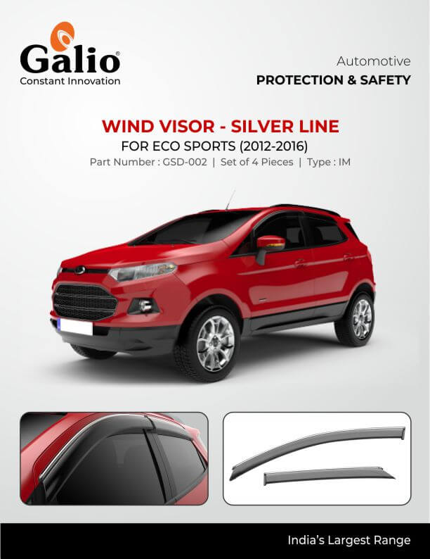 Galio Door Wind Visor with Chrome Line For Ford Eco Sports