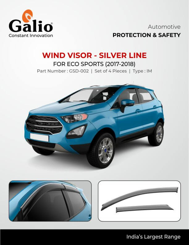 Galio Door Wind Visor with Chrome Line For Ford Eco Sports