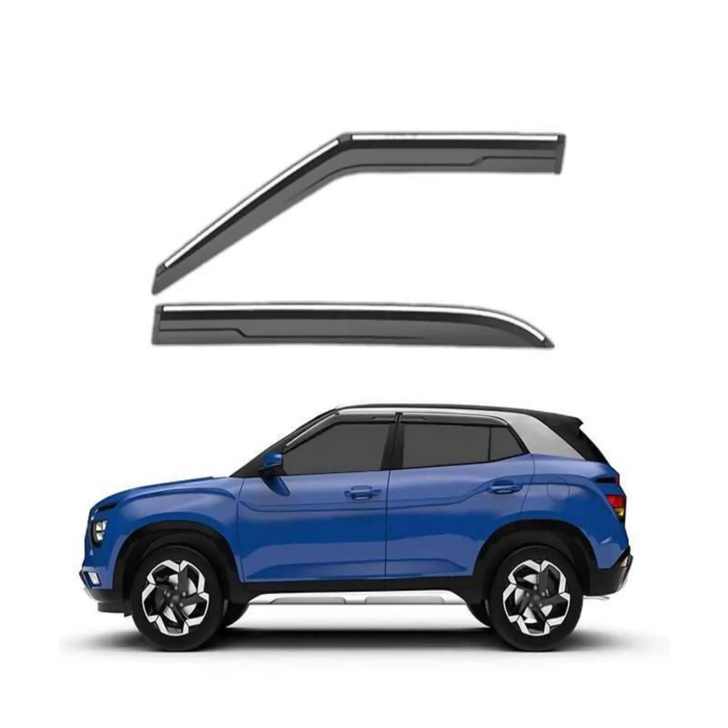 Galio Car Door Wind Visor With Silver Line For Hyundai Creta 2015 To 2026