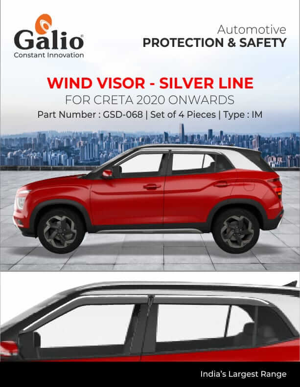 Galio Car Door Wind Visor With Silver Line For Hyundai Creta 2015 To 2026