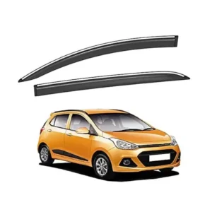 Galio Car Door Wind Visor With Silver Line For Hyundai i-10 Grand (2014 TO 2023)(Set of 4 pcs.)