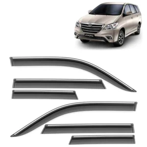 Galio Car Door Wind Visor With Silver Line For Toyota Innova (2005 To 2016)(Set of 4 Pcs)