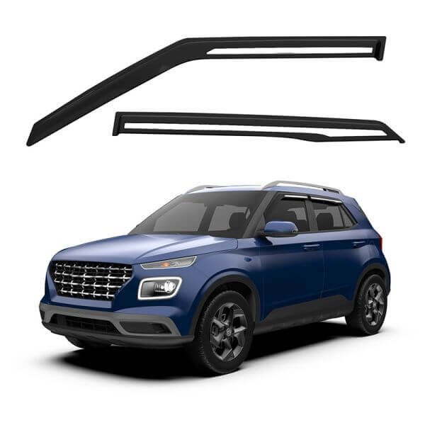 Galio Car Door Wind Visor with Silver Line For Hyundai Venue (2019 Onwards)( Set of 4 pcs.)