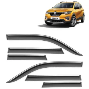 Galio Car Door Wind Visor with Silver Line For Renault Triber (2019 Onwards)(Set of 6 Pcs.)