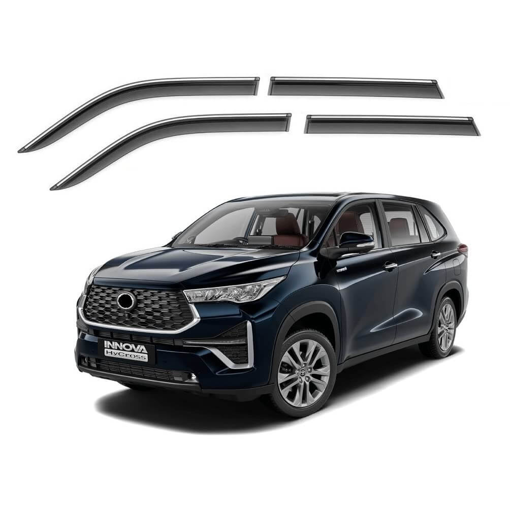 Galio Car Door Wind Visor with Silver Line For Toyota Innova Hycross (2023 Onwards)(Set of 4 pcs.)
