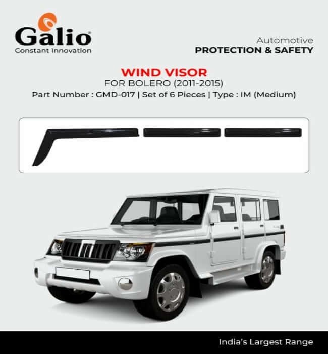 Galio Door Wind Visor For Mahindra Bolero (2011 TO 2019) (Set of 6 pcs.)