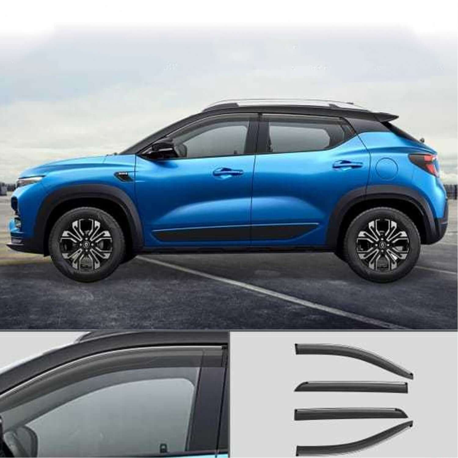 Door Wind Visor with Silver Line For Renault Kiger 2021 Onwards