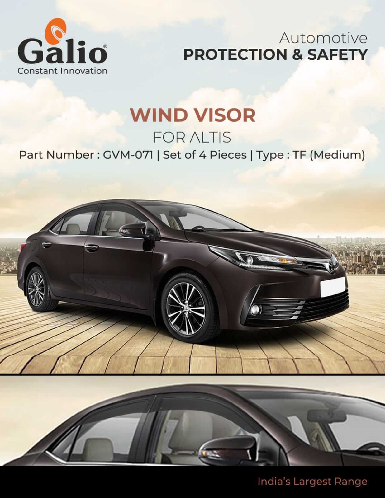 Galio Car Door Wind Visor For Toyota Altis (Set of 4 pcs)