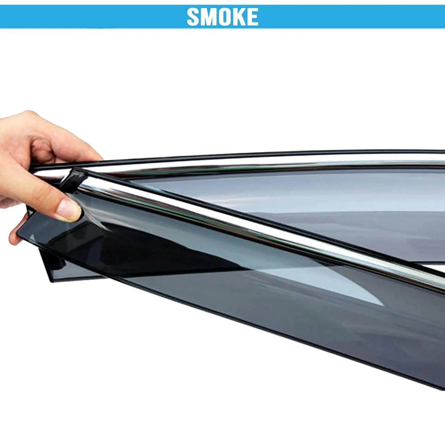 Galio Car Door Wind Visor With Silver Line For Toyota Innova (2005 To 2016)(Set of 4 Pcs)