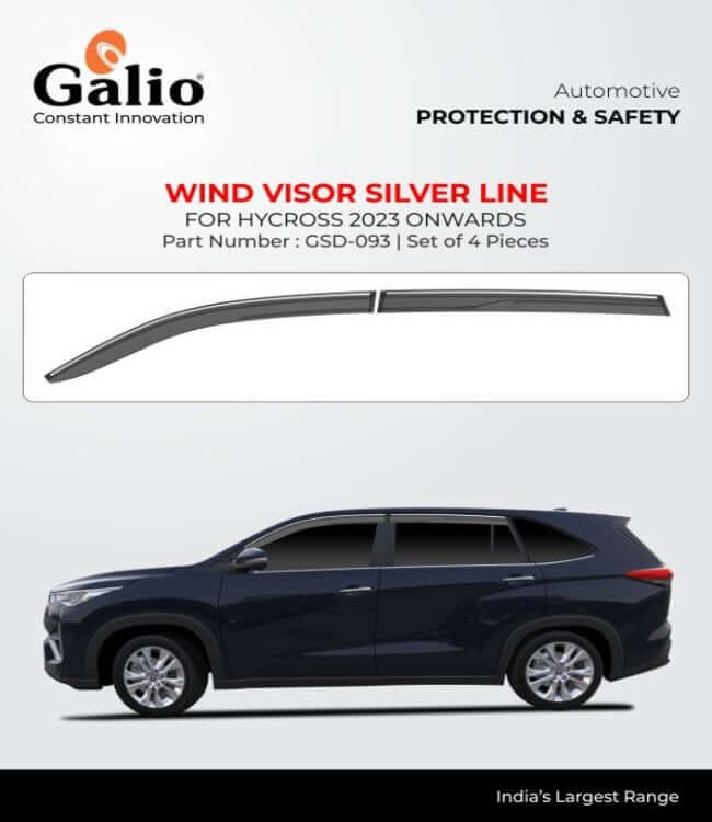 Galio Car Door Wind Visor with Silver Line For Toyota Innova Hycross (2023 Onwards)(Set of 4 pcs.)