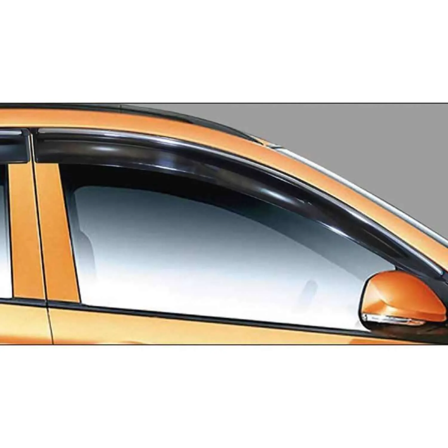 Galio Car Door Wind Visor With Silver Line For Hyundai i-10 Grand (2014 TO 2023)(Set of 4 pcs.)